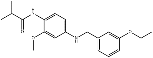 N-{4-[(3-ethoxybenzyl)amino]-2-methoxyphenyl}-2-methylpropanamide 化学構造式