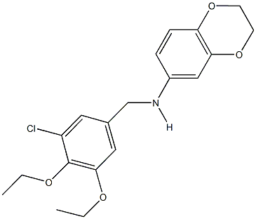 N-(3-chloro-4,5-diethoxybenzyl)-N-(2,3-dihydro-1,4-benzodioxin-6-yl)amine Struktur