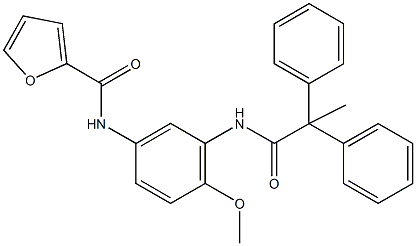 N-{3-[(2,2-diphenylpropanoyl)amino]-4-methoxyphenyl}-2-furamide Struktur