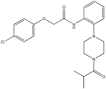 2-(4-chlorophenoxy)-N-[2-(4-isobutyryl-1-piperazinyl)phenyl]acetamide 化学構造式