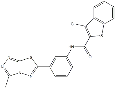 3-chloro-N-[3-(3-methyl[1,2,4]triazolo[3,4-b][1,3,4]thiadiazol-6-yl)phenyl]-1-benzothiophene-2-carboxamide,724449-32-5,结构式