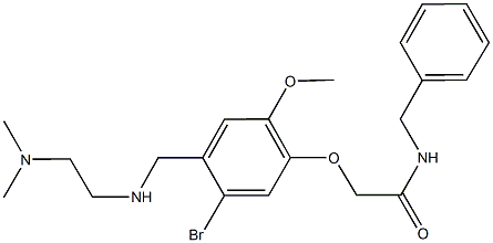 N-benzyl-2-[5-bromo-4-({[2-(dimethylamino)ethyl]amino}methyl)-2-methoxyphenoxy]acetamide Struktur