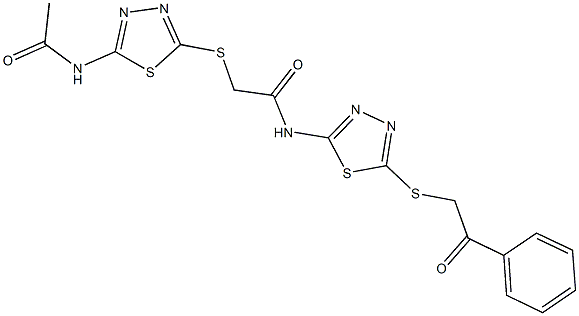 2-{[5-(acetylamino)-1,3,4-thiadiazol-2-yl]sulfanyl}-N-{5-[(2-oxo-2-phenylethyl)sulfanyl]-1,3,4-thiadiazol-2-yl}acetamide Structure