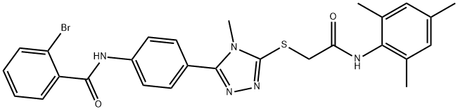 2-bromo-N-[4-(5-{[2-(mesitylamino)-2-oxoethyl]sulfanyl}-4-methyl-4H-1,2,4-triazol-3-yl)phenyl]benzamide 结构式
