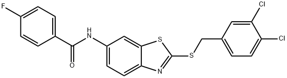 N-{2-[(3,4-dichlorobenzyl)sulfanyl]-1,3-benzothiazol-6-yl}-4-fluorobenzamide Structure