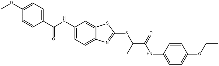 N-(2-{[2-(4-ethoxyanilino)-1-methyl-2-oxoethyl]sulfanyl}-1,3-benzothiazol-6-yl)-4-methoxybenzamide Struktur