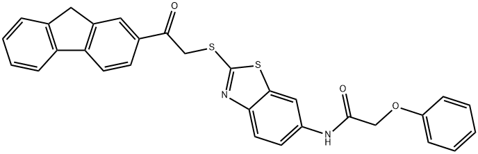 N-(2-{[2-(9H-fluoren-2-yl)-2-oxoethyl]sulfanyl}-1,3-benzothiazol-6-yl)-2-phenoxyacetamide Structure