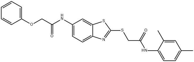 N-(2-{[2-(2,4-dimethylanilino)-2-oxoethyl]sulfanyl}-1,3-benzothiazol-6-yl)-2-phenoxyacetamide Structure