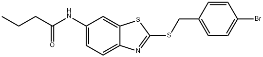 N-{2-[(4-bromobenzyl)sulfanyl]-1,3-benzothiazol-6-yl}butanamide,724450-65-1,结构式