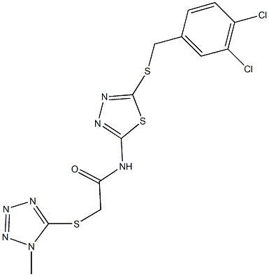 N-{5-[(3,4-dichlorobenzyl)sulfanyl]-1,3,4-thiadiazol-2-yl}-2-[(1-methyl-1H-tetraazol-5-yl)sulfanyl]acetamide|