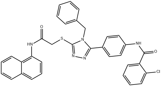 N-[4-(4-benzyl-5-{[2-(1-naphthylamino)-2-oxoethyl]sulfanyl}-4H-1,2,4-triazol-3-yl)phenyl]-2-chlorobenzamide,724451-02-9,结构式