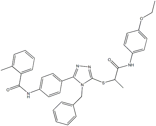 N-[4-(4-benzyl-5-{[2-(4-ethoxyanilino)-1-methyl-2-oxoethyl]sulfanyl}-4H-1,2,4-triazol-3-yl)phenyl]-2-methylbenzamide Structure