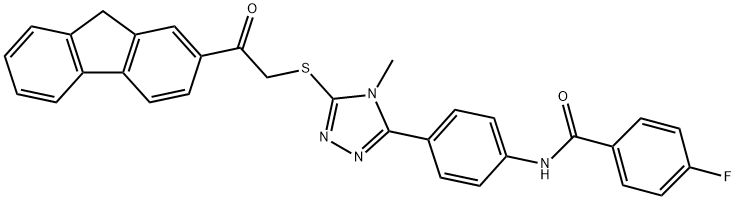 N-[4-(5-{[2-(9H-fluoren-2-yl)-2-oxoethyl]sulfanyl}-4-methyl-4H-1,2,4-triazol-3-yl)phenyl]-4-fluorobenzamide Struktur
