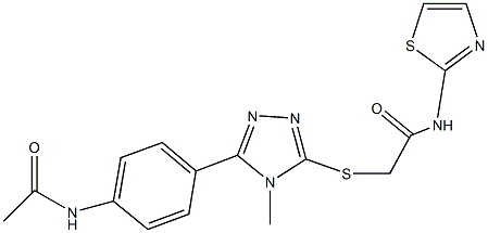 2-({5-[4-(acetylamino)phenyl]-4-methyl-4H-1,2,4-triazol-3-yl}sulfanyl)-N-(1,3-thiazol-2-yl)acetamide Struktur