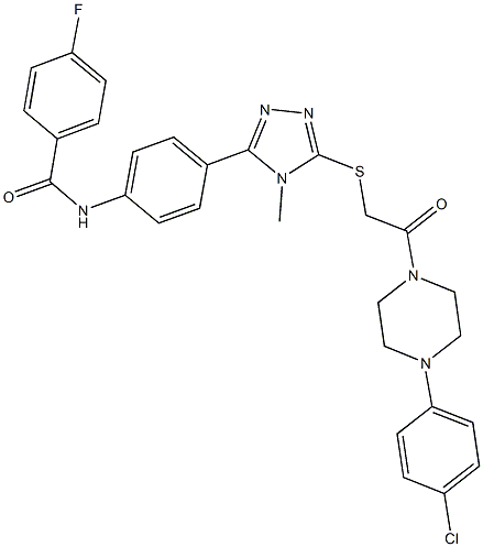 N-{4-[5-({2-[4-(4-chlorophenyl)-1-piperazinyl]-2-oxoethyl}sulfanyl)-4-methyl-4H-1,2,4-triazol-3-yl]phenyl}-4-fluorobenzamide|