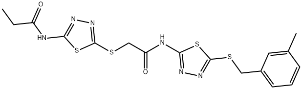 N-(5-{[2-({5-[(3-methylbenzyl)sulfanyl]-1,3,4-thiadiazol-2-yl}amino)-2-oxoethyl]sulfanyl}-1,3,4-thiadiazol-2-yl)propanamide|