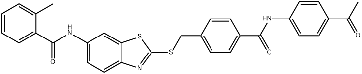 N-[2-({4-[(4-acetylanilino)carbonyl]benzyl}sulfanyl)-1,3-benzothiazol-6-yl]-2-methylbenzamide Structure