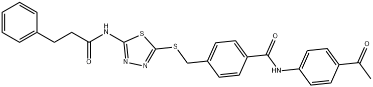 N-(4-acetylphenyl)-4-[({5-[(3-phenylpropanoyl)amino]-1,3,4-thiadiazol-2-yl}sulfanyl)methyl]benzamide Struktur