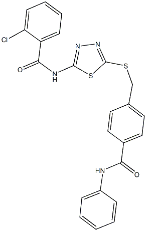 N-(5-{[4-(anilinocarbonyl)benzyl]sulfanyl}-1,3,4-thiadiazol-2-yl)-2-chlorobenzamide Struktur