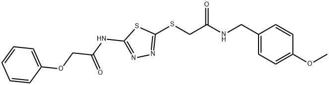 N-[5-({2-[(4-methoxybenzyl)amino]-2-oxoethyl}sulfanyl)-1,3,4-thiadiazol-2-yl]-2-phenoxyacetamide Structure