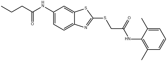 N-(2-{[2-(2,6-dimethylanilino)-2-oxoethyl]sulfanyl}-1,3-benzothiazol-6-yl)butanamide,724451-92-7,结构式