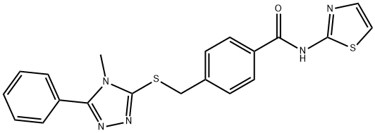 4-{[(4-methyl-5-phenyl-4H-1,2,4-triazol-3-yl)sulfanyl]methyl}-N-(1,3-thiazol-2-yl)benzamide Structure