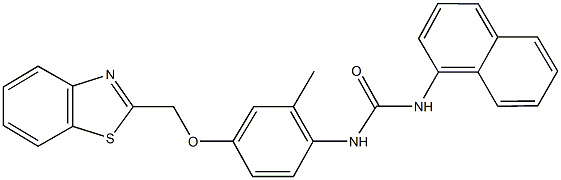 N-[4-(1,3-benzothiazol-2-ylmethoxy)-2-methylphenyl]-N'-(1-naphthyl)urea Struktur