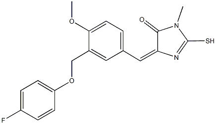 5-{3-[(4-fluorophenoxy)methyl]-4-methoxybenzylidene}-3-methyl-2-sulfanyl-3,5-dihydro-4H-imidazol-4-one,724454-03-9,结构式