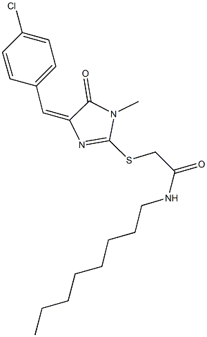 2-{[4-(4-chlorobenzylidene)-1-methyl-5-oxo-4,5-dihydro-1H-imidazol-2-yl]sulfanyl}-N-octylacetamide Structure