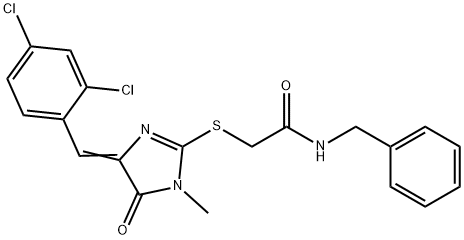 N-benzyl-2-{[4-(2,4-dichlorobenzylidene)-1-methyl-5-oxo-4,5-dihydro-1H-imidazol-2-yl]sulfanyl}acetamide Struktur