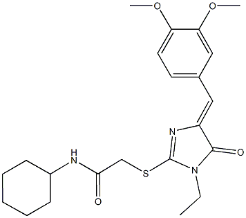 N-cyclohexyl-2-{[4-(3,4-dimethoxybenzylidene)-1-ethyl-5-oxo-4,5-dihydro-1H-imidazol-2-yl]sulfanyl}acetamide Structure