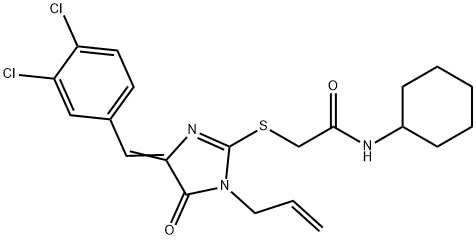 2-{[1-allyl-4-(3,4-dichlorobenzylidene)-5-oxo-4,5-dihydro-1H-imidazol-2-yl]sulfanyl}-N-cyclohexylacetamide Struktur