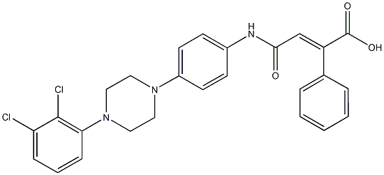 4-{4-[4-(2,3-dichlorophenyl)-1-piperazinyl]anilino}-4-oxo-2-phenyl-2-butenoic acid Struktur