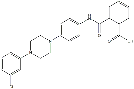 6-({4-[4-(3-chlorophenyl)-1-piperazinyl]anilino}carbonyl)-3-cyclohexene-1-carboxylicacid 化学構造式