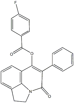 4-oxo-5-phenyl-1,2-dihydro-4H-pyrrolo[3,2,1-ij]quinolin-6-yl 4-fluorobenzoate Struktur