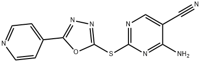 4-amino-2-{[5-(4-pyridinyl)-1,3,4-oxadiazol-2-yl]sulfanyl}-5-pyrimidinecarbonitrile Structure