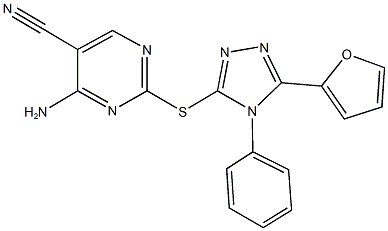 4-amino-2-{[5-(2-furyl)-4-phenyl-4H-1,2,4-triazol-3-yl]sulfanyl}-5-pyrimidinecarbonitrile Structure