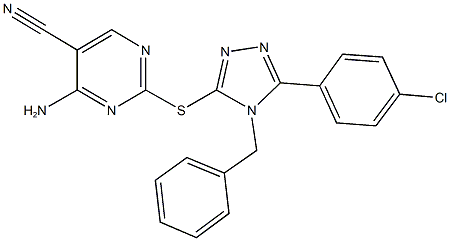 4-amino-2-{[4-benzyl-5-(4-chlorophenyl)-4H-1,2,4-triazol-3-yl]sulfanyl}-5-pyrimidinecarbonitrile 结构式