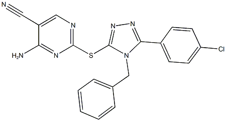 4-amino-2-{[4-benzyl-5-(4-chlorophenyl)-4H-1,2,4-triazol-3-yl]sulfanyl}-5-pyrimidinecarbonitrile Structure