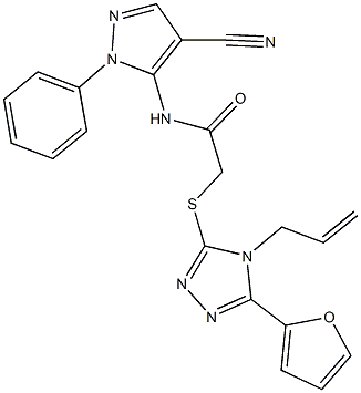 2-{[4-allyl-5-(2-furyl)-4H-1,2,4-triazol-3-yl]sulfanyl}-N-(4-cyano-1-phenyl-1H-pyrazol-5-yl)acetamide Structure