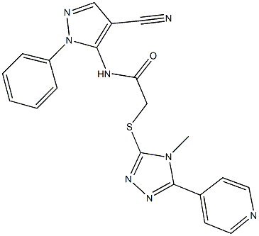 N-(4-cyano-1-phenyl-1H-pyrazol-5-yl)-2-{[4-methyl-5-(4-pyridinyl)-4H-1,2,4-triazol-3-yl]sulfanyl}acetamide 结构式