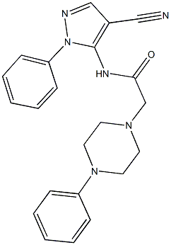 N-(4-cyano-1-phenyl-1H-pyrazol-5-yl)-2-(4-phenyl-1-piperazinyl)acetamide 结构式