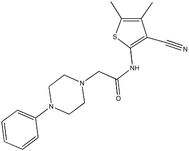 N-(3-cyano-4,5-dimethyl-2-thienyl)-2-(4-phenyl-1-piperazinyl)acetamide Structure