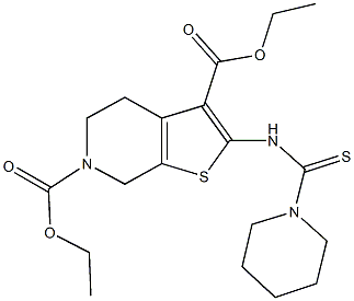 diethyl 2-[(1-piperidinylcarbothioyl)amino]-4,7-dihydrothieno[2,3-c]pyridine-3,6(5H)-dicarboxylate 结构式