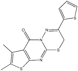 7,8-dimethyl-2-(2-thienyl)-3H,9H-thieno[2',3':4,5]pyrimido[2,1-b][1,3,4]thiadiazin-9-one,724709-05-1,结构式