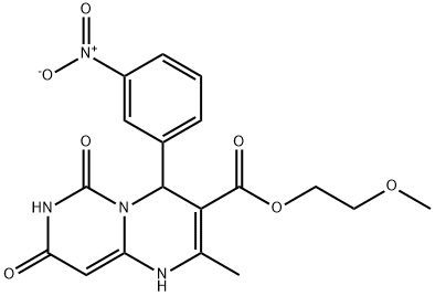 2-methoxyethyl 4-{3-nitrophenyl}-2-methyl-6,8-dioxo-1,6,7,8-tetrahydro-4H-pyrimido[1,6-a]pyrimidine-3-carboxylate Struktur