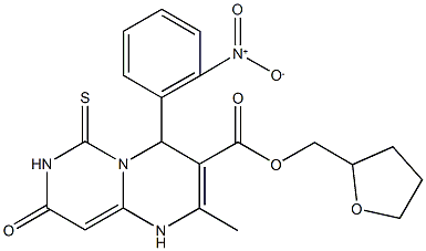 tetrahydro-2-furanylmethyl 4-{2-nitrophenyl}-2-methyl-8-oxo-6-thioxo-1,6,7,8-tetrahydro-4H-pyrimido[1,6-a]pyrimidine-3-carboxylate Structure