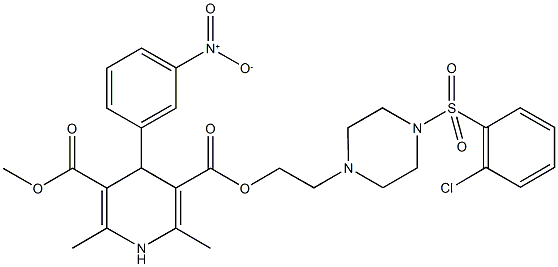 3-(2-{4-[(2-chlorophenyl)sulfonyl]-1-piperazinyl}ethyl) 5-methyl 4-{3-nitrophenyl}-2,6-dimethyl-1,4-dihydro-3,5-pyridinedicarboxylate,724737-20-6,结构式