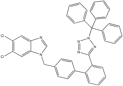 5,6-dichloro-1-{[2'-(2-trityl-2H-tetraazol-5-yl)[1,1'-biphenyl]-4-yl]methyl}-1H-benzimidazole Struktur