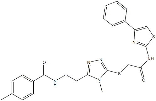 4-methyl-N-{2-[4-methyl-5-({2-oxo-2-[(4-phenyl-1,3-thiazol-2-yl)amino]ethyl}sulfanyl)-4H-1,2,4-triazol-3-yl]ethyl}benzamide Structure